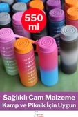 Premium Motivasyon 1. Kalite Sızdırmaz Renkli Yazılı Sporcu Cam Matara Kapaklı Su Şişesi Bpa İçermez - 2