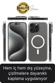 Premium Apple İphone 16 Pro 6.3 inç Uyumlu Kablosuz Şarj Destekli Sert Silikon Şeffaf Kılıf Magsafe - 3