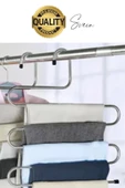 5 Adet Metal Dolap I?çi Krom Pantolon Pantolon Akıllı Askılık 5'li Taşır Çoklu Katlı Kırışma Karşıtı - 1