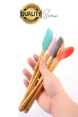 Mini Spatula Kaşık Fırça Setleri Yapışmaz Silikon Tencere Ahşap Saplı Renkli Pişirme Mutfak Araçları - 3