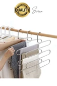5 Adet Metal Dolap I?çi Krom Pantolon Pantolon Akıllı Askılık 5'li Taşır Çoklu Katlı Kırışma Karşıtı - 6