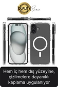Premium Apple İphone 16 Plus 6.7 inç Uyumlu Kablosuz Şarj Destekli Sert Silikon Şeffaf Kılıf Magsafe - 3