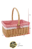 Premium Kamp Piknik Sepeti Yıkanabilir Astar Rattan Yiyecek Rustik Hasır Dokuma Dekoratif Outdoor - 2