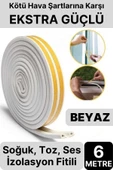 6 Metre Beyaz Pvc Doğrama Kapı Pencere Soğuk Geçirmez Sızdırmaz İzolasyon Fitil Yapışkanlı 3x2=6 mt - 1