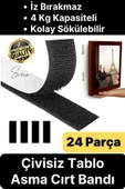 Premium Çivisiz Resim Çerçeve İz Bırakmaz Sökülebilen Tablo Asma Bandı 24'lü Set Cırt Bant Yapışkan - 1