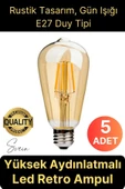 5 Adet Vintage Spiral Filament Rustik Retro Akkor LED Ampul Yüksek Işıklandırma Lamba Gün Işığı E27 - 1