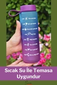 Premium Motivasyon 1. Kalite Sızdırmaz Renkli Yazılı Sporcu Cam Matara Kapaklı Su Şişesi Bpa İçermez - 4