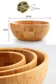 Özel Üretim 20 cm Bambu Kase Doğal Sağlıklı Makarna Salata Meyve Yemek Tabağı Servis Ahşap Çerezlik - 2