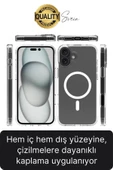 Premium Apple İphone 16 6.1 inç Uyumlu Kablosuz Şarj Destekli Sert Silikon Şeffaf Kılıf Magsafe - 3