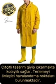 Premium Sarı XXL 150 gr Kapüşonlu Cepli Yağmurluk Su Rüzgar Soğuk Geçirmez Unisex Çıtçıtlı Pardösü - 3