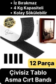 Premium Çivisiz Resim Çerçeve İz Bırakmaz Sökülebilen Tablo Asma Bandı 12'li Set Cırt Bant Yapışkan - 1