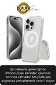 Premium Apple İphone 16 Pro 6.3 inç Uyumlu Kablosuz Şarj Destekli Sert Silikon Şeffaf Kılıf Magsafe - 4