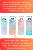 Premium 2 Lt Pipetli Kilitli Sızdırmaz Kapaklı Tutma Saplı Motivasyon Suluk Matara Sporcu Su Şişesi - 6