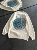 Üç İplik Bisiklet Yaka Baskılı SweatShirt - Beyaz - 4