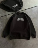 Üç İplik Bisiklet Yaka Baskılı SweatShirt - Siyah - 1