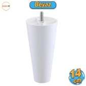 Düz Plastik Ayak 14 cm Mobilya Yükseltici Sehpa Kanepe TV Ünitesi Koltuk Ayağı Baza Ayakları Beyaz - 1