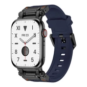 Apple Watch 42mm  KRD-101 Titanyum Metal Başlıklı Silikon Kordon - 4