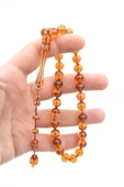 Sistemli Sığırcık Kesim Bal Rengi Uçak Camı Tesbih - 3