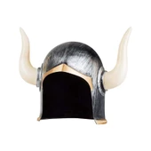 Mega Boynuzlu Viking Ivar Kaskı Eskitilmiş Desen Gümüş Renk - 1