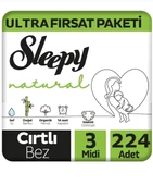 Sleepy Natural 3 Numara Midi 224'lü Bebek Bezi thumbnail 1