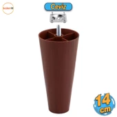 Düz Plastik Ayak 14 cm Mobilya Sehpa Kanepe TV Ünitesi Koltuk Ayağı Baza Ayakları Ceviz Aparat Dahil thumbnail 1