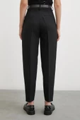 Kemerli Dar Paça Pantolon Siyah - 5