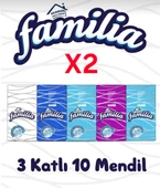 Familia Mendil 3 Katli 10 Paket x 2 Adet - 20 Paket Çep Mendili Hijyenik Ultra Yümüşak Mendil - 1