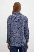 Şal Desenli Saten Gömlek Lacivert thumbnail 3