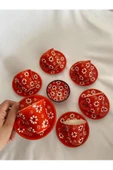Turuncu Papatya Çiçek Desenli 6 Kişilik Kahve Fincan Seti Ve Kase - 1