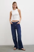Yüksel Bel Wide Leg Jean Lacivert - 2