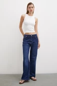 Yüksel Bel Wide Leg Jean Lacivert - 1