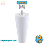 Düz Plastik Ayak 14 cm Mobilya Sehpa Kanepe Ünitesi Koltuk Ayağı Baza Ayakları Beyaz Aparat Dahil thumbnail 1