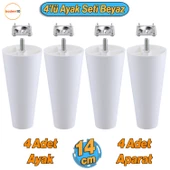 4 Adet Plastik Ayak 14 cm Mobilya Sehpa Kanepe Ünitesi Koltuk Ayağı Baza Ayakları Beyaz Aparat Dahil thumbnail 1