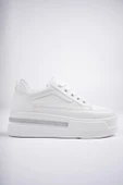 Muggo TOMOVA Garantili Günlük Kalın Taban Bağcıklı Taşlı Kadın Sneaker Spor Ayakkabı - 1