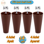 4 Adet Plastik Ayak 14 cm Mobilya Sehpa Kanepe Ünite Koltuk Ayağı Baza Ayakları Ceviz Aparat Dahil thumbnail 1