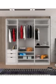yılwood Kapaklı Boydan Aynalı 230/245 Cm Tavana Kadar Gizli Çekmeceli (PARLAK BEYAZ) Rengi - 3