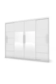 yılwood Sürgülü Gardırop Dört Kapaklı Aynalı Beyaz Dolap 360*230 Cm - 4
