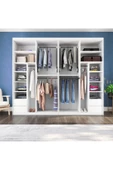 yılwood Sürgülü Gardırop Dört Kapaklı Aynalı Beyaz Dolap 320*230 Cm - 2