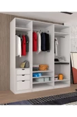 yılwood Kapaklı Boydan Aynalı 230/245 Cm Tavana Kadar Gizli Çekmeceli (PARLAK BEYAZ) Rengi - 4