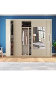 yılwood Sürgülü Gardırop Kısmı Kapaklı Sürgülü Gardırop 270cm /210 cm (KOTON VİZON) - 3