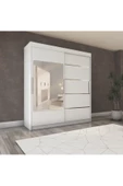 yıldızmobilyatasarım İki Kapaklı Sürgülü Gardırop 160/210 Cm (PARLAK BEYAZ) - 1