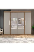 yılwood Sürgülü Gardırop İki Taraflı Boydan Kapaklı Orta Sürgülü Dolap 60+140+60 cm KÜL GRİ + UD - 1