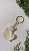 Transparan Beyaz Renkli Gold Aksesuarlı Yaramaz Kedi Şekilli Epoksi Anahtarlık El Yapımı Hediyelik - 7
