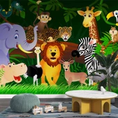 Hayvanat Bahçesi Çocuk Odası Duvar Kağıdı Baskı thumbnail 3