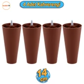 4 Adet Düz Plastik Ayak 14 cm Mobilya Sehpa Kanepe Tv Ünitesi Koltuk Ayağı Baza Ayakları Kahverengi thumbnail 1