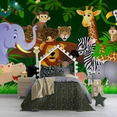 Hayvanat Bahçesi Çocuk Odası Duvar Kağıdı Baskı thumbnail 4