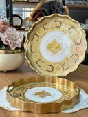 Luxury 2'li Yuvarlak Ahşap Tepsi - 3