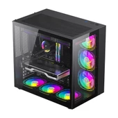 SNT WARZONE II Midi Tower 7x120 Mm. Argb Uzaktan Kumanda Atx Siyah Gaming Kasa - 2