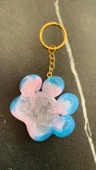 Mavi Pembe Ebruli Renk Gold Aksesuarlı Kedi Köpek Pati Epoksi Anahtarlık El Yapımı Hediyelik - 6