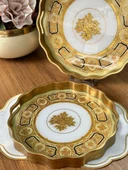 Luxury 2'li Yuvarlak Ahşap Tepsi - 2